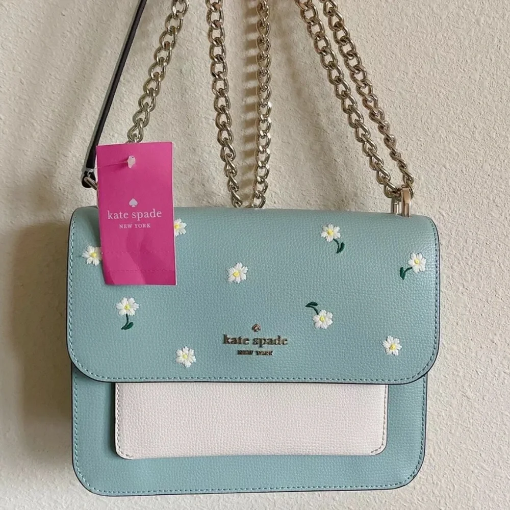 NWT Kate Spade Remi Daisy Embroidered Leather Chain Crossbody in Aphrodite - Picture 11 of 12